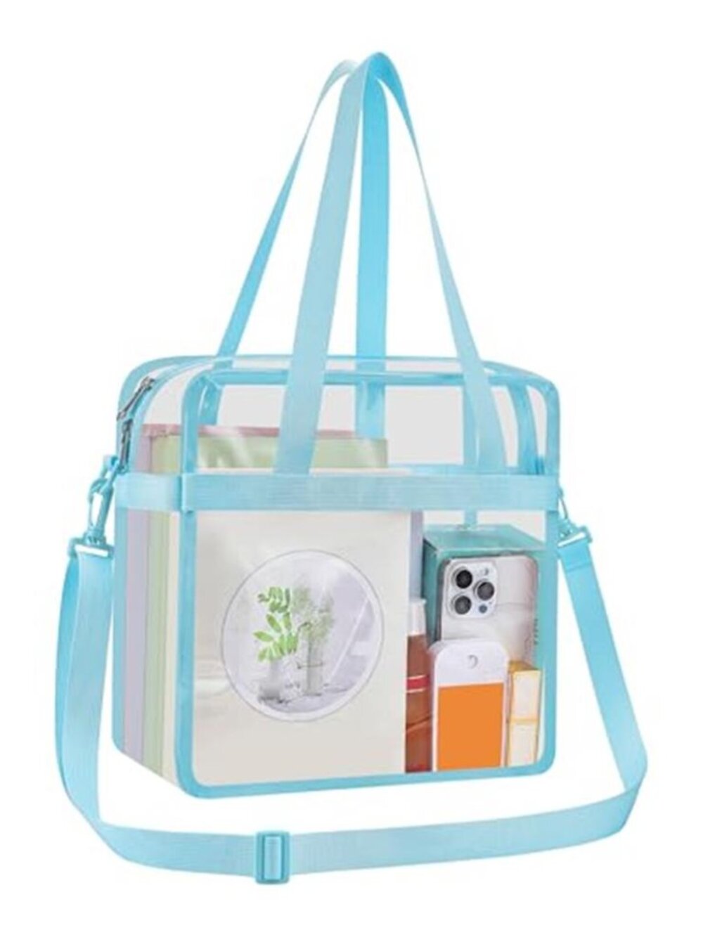 Baby Blue Clear Stadium Tote Bag 12x6x12 Adjustable Crossbody Shoulder Bag